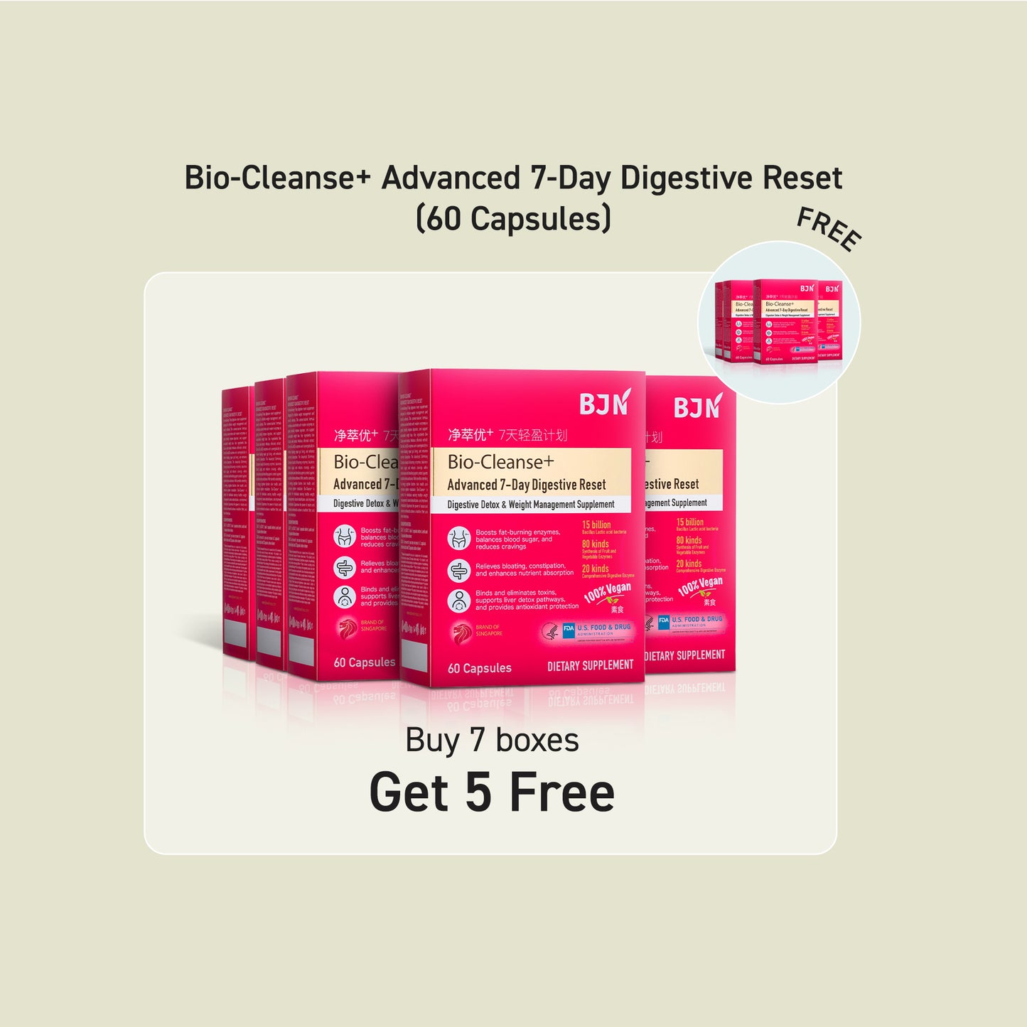 Buy 7 Free 5 Boxes: Bio-Cleanse+ Advanced 7-Day Digestive Reset