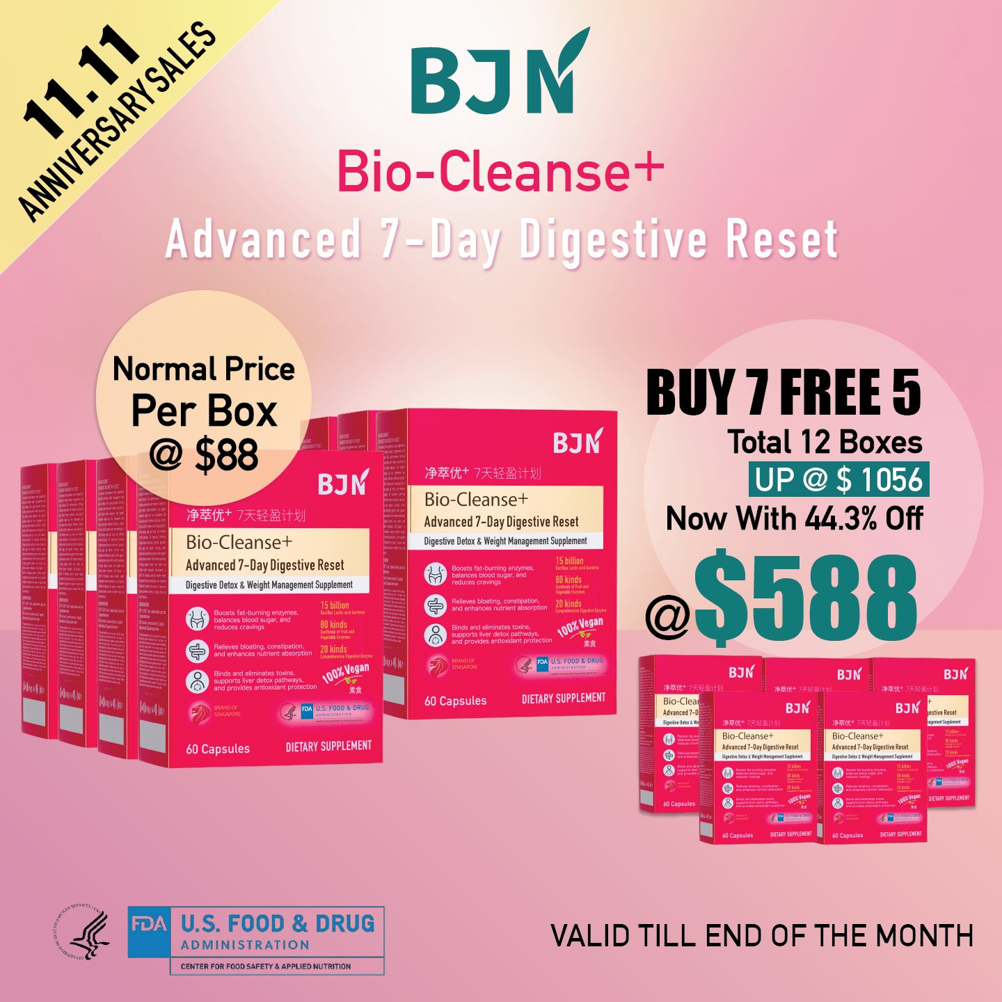 [11.11 promo] Buy 7 Free 5 Boxes: Bio-Cleanse+ Advanced 7-Day Digestive Reset