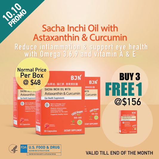 [10.10 promo] Buy 3 Free 1 Box: Sacha Inchi Oil with Astaxanthin & Curcumin Eye Supplements