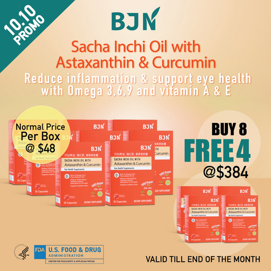 [10.10 promo] Buy 8 Free 4 Boxes: Sacha Inchi Oil with Astaxanthin & Curcumin Eye Supplements